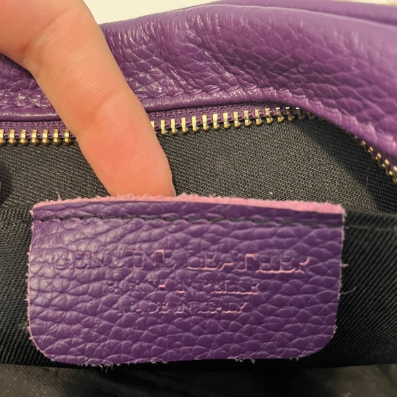 Borse In Pelle 🇮🇹 Violet Leather Chain Strap  Rectangle Tassel Crossbody Purse - Picture 8 of 10